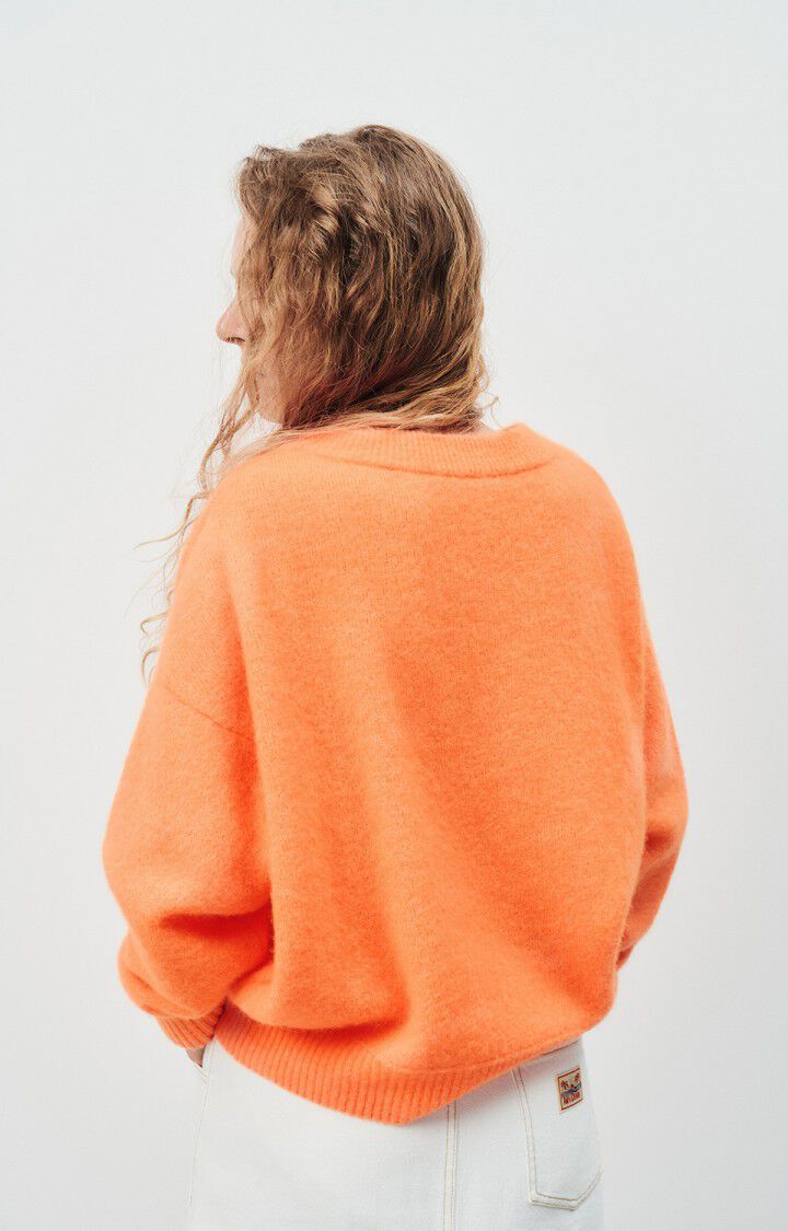 American Vintage Pull Femme Vitow - CAROTTE FLUO CHINE 48 Manches Longues Orange - E25
