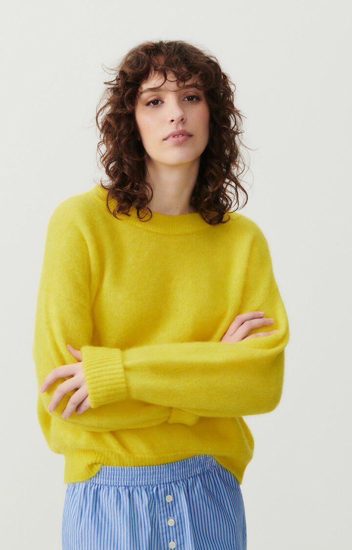 american vintage Pull femme Vitow - ETINCELLE 48 Manches longues Jaune - E24