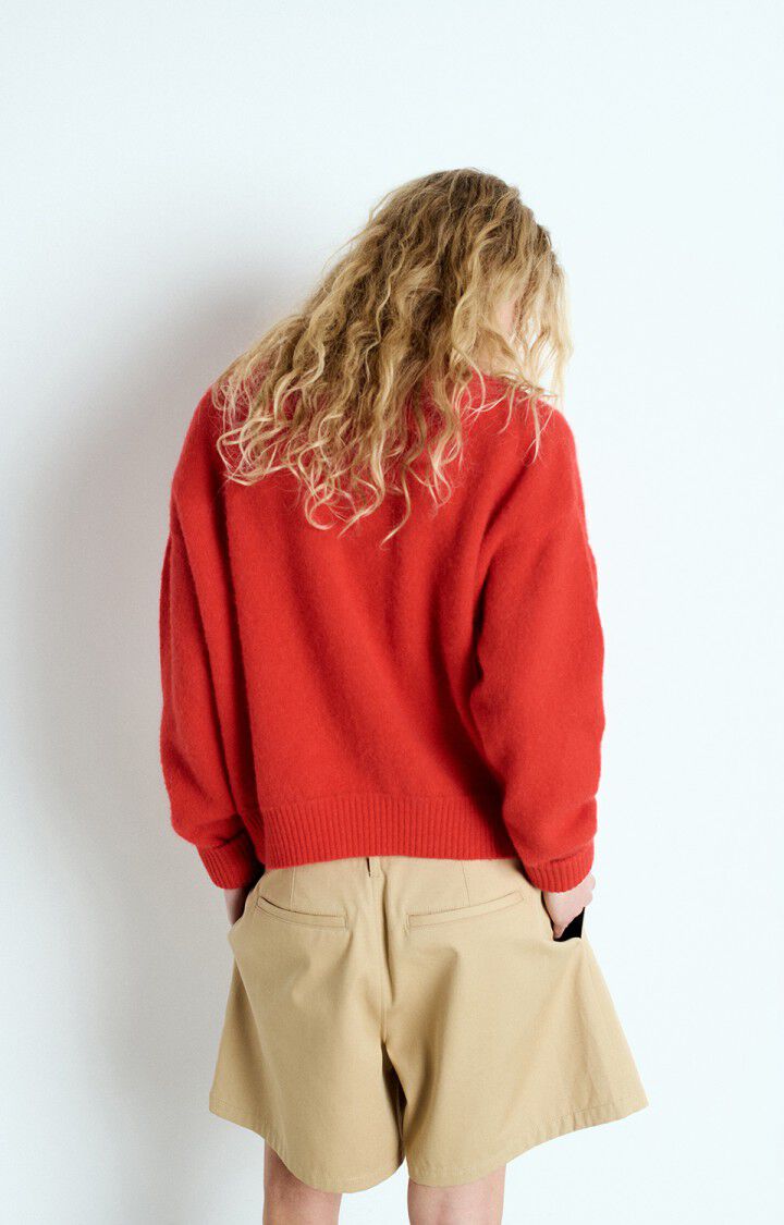 American Vintage Pull Femme Vitow - FRAISE 48 Manches Longues Rouge - E25