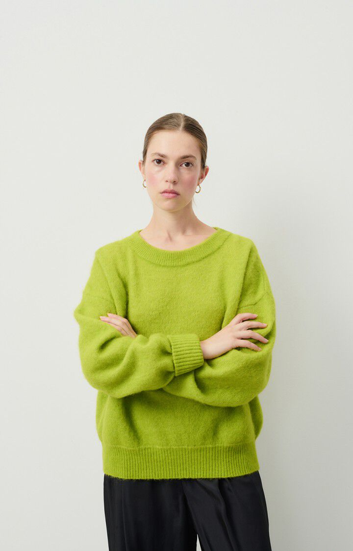 american vintage Pull femme Vitow - MOUSSE CHINE 48 Manches longues Vert - H24