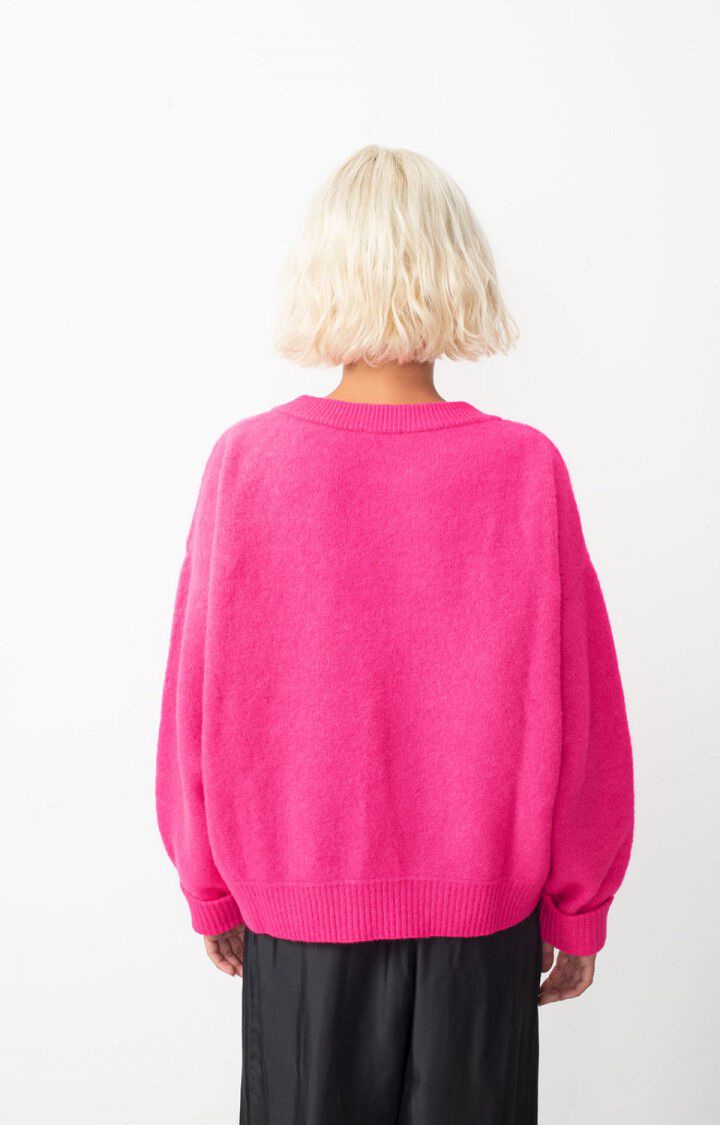 American Vintage Pull Femme Vitow - ROSE FLUO CHINE 48 Manches Longues Rose - E25