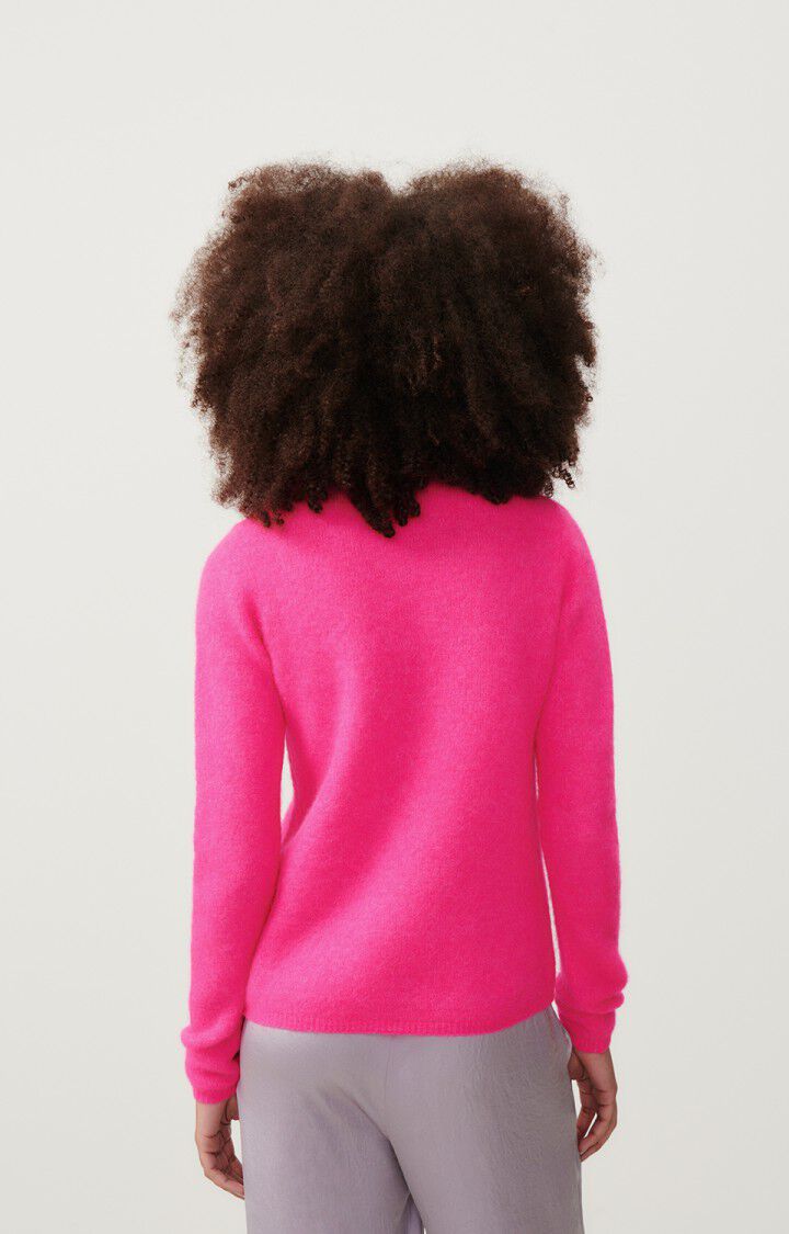 American Vintage Pull Femme Vitow - ROSE FLUO CHINE 60 Manches Longues Rose - E24
