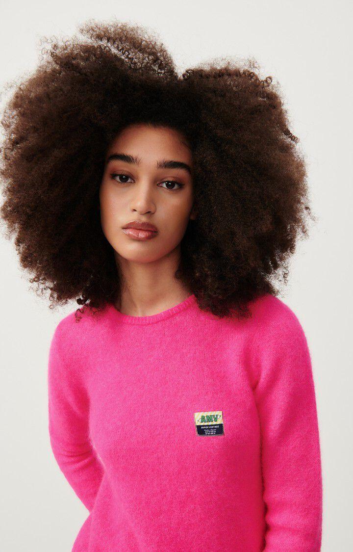 American Vintage Pull Femme Vitow - ROSE FLUO CHINE 60 Manches Longues Rose - E24