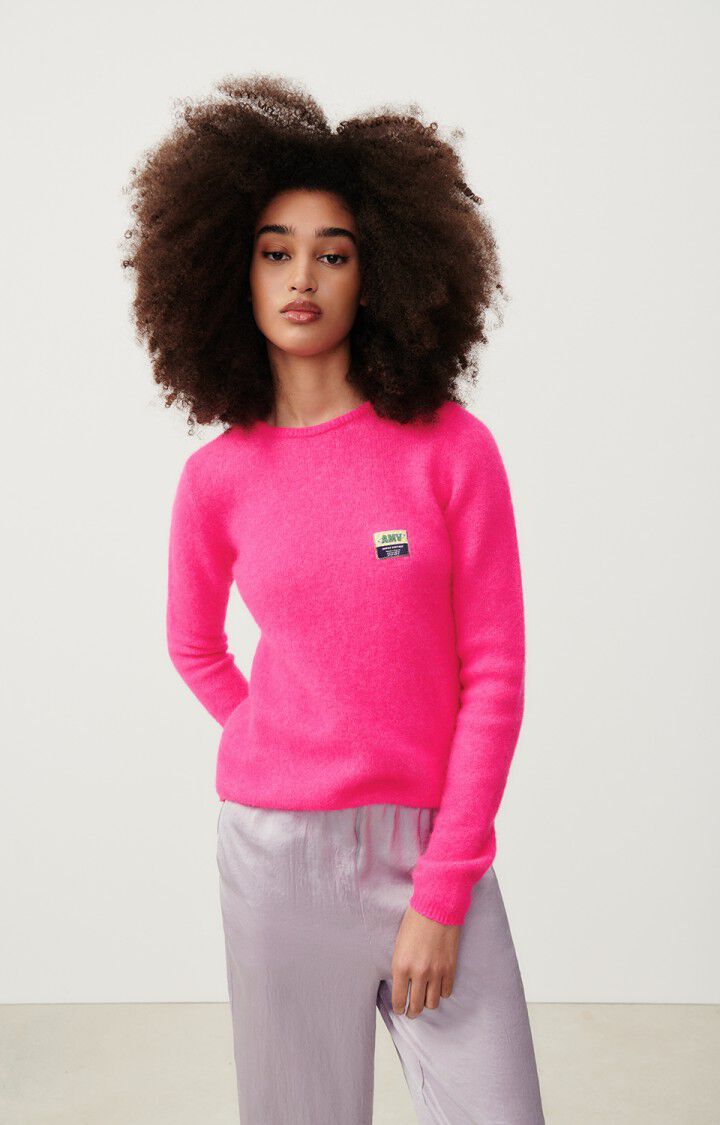 american vintage Pull femme Vitow - ROSE FLUO CHINE 60 Manches longues Rose - E24