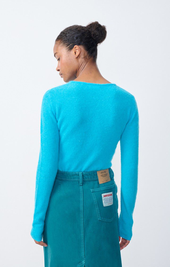 American Vintage Pull Femme Xinow - SPLASH CHINE 62 Manches Longues Bleu - H23