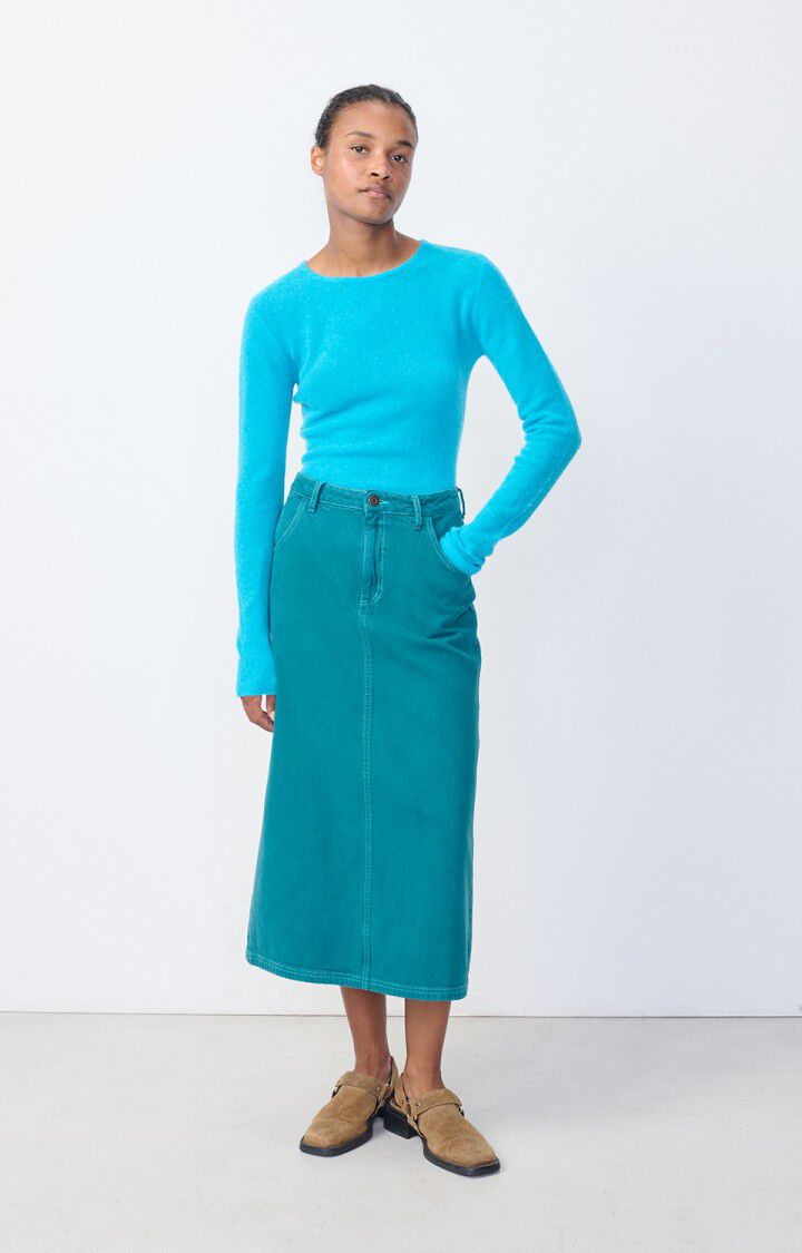 American Vintage Pull Femme Xinow - SPLASH CHINE 62 Manches Longues Bleu - H23