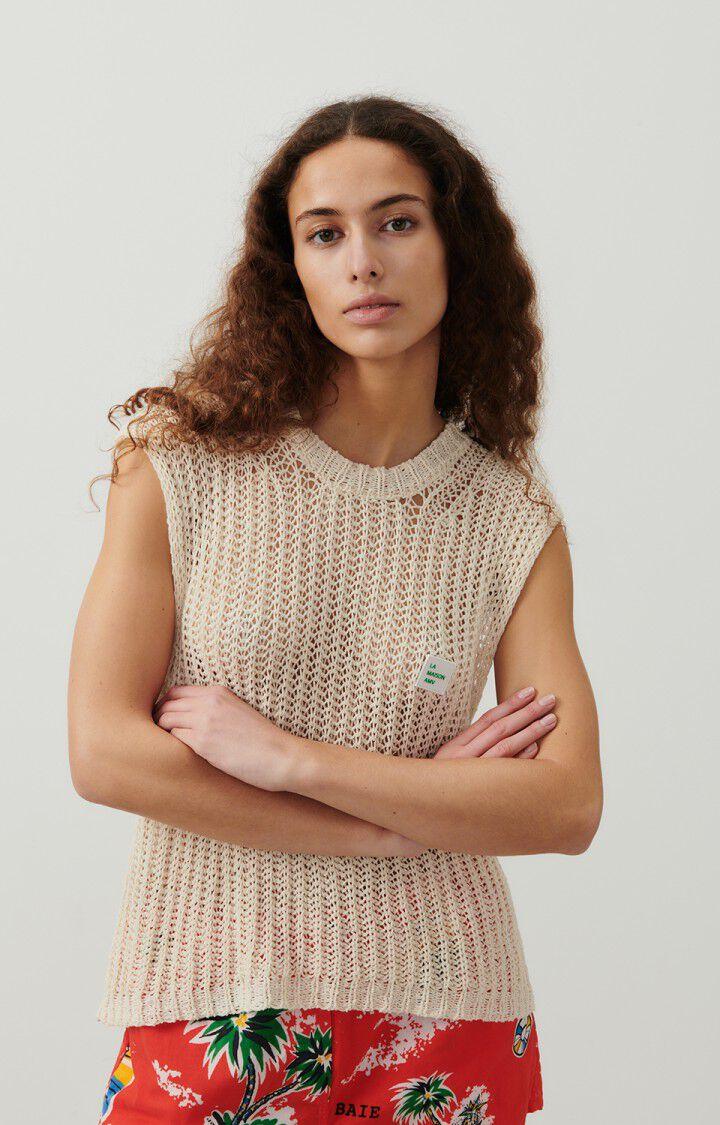american vintage Pull femme Yamik - ECRU 0 Sans manches Beige - E24