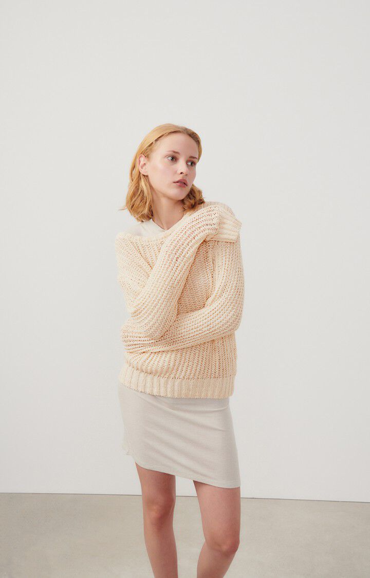american vintage Pull femme Yamik - ECRU 46 Manches longues Beige - E24
