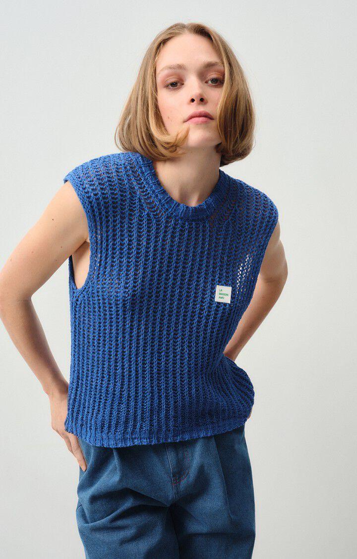 american vintage Pull femme Yamik - OLYMPE CHINE 0 Sans manches Bleu - E24