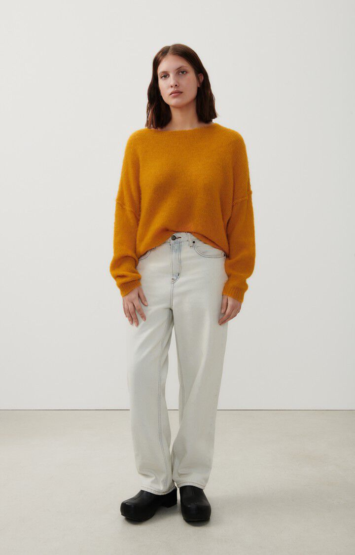 american vintage Pull femme Yanbay - ABRICOT CHINE 42 Manches longues Orange - H23