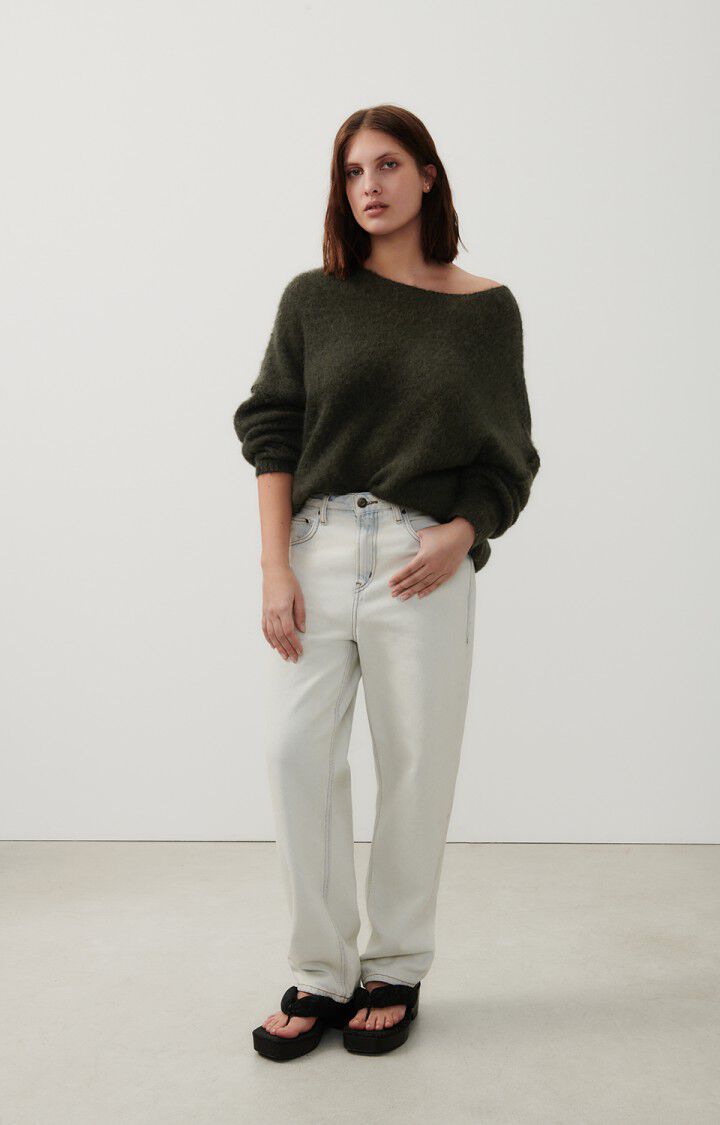 American Vintage Pull Femme Yanbay - ANTHRACITE CHINE 42 Manches Longues Gris - H24