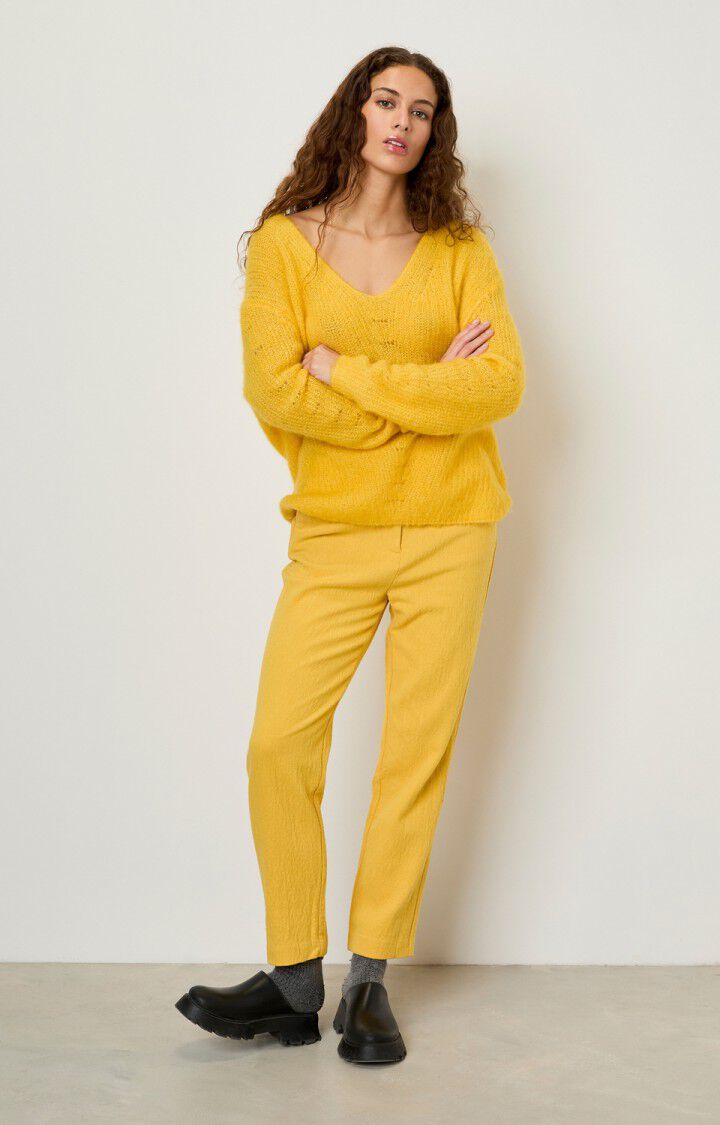 American Vintage Pull Femme Yanbay - BOUTON D'OR Jaune - H21