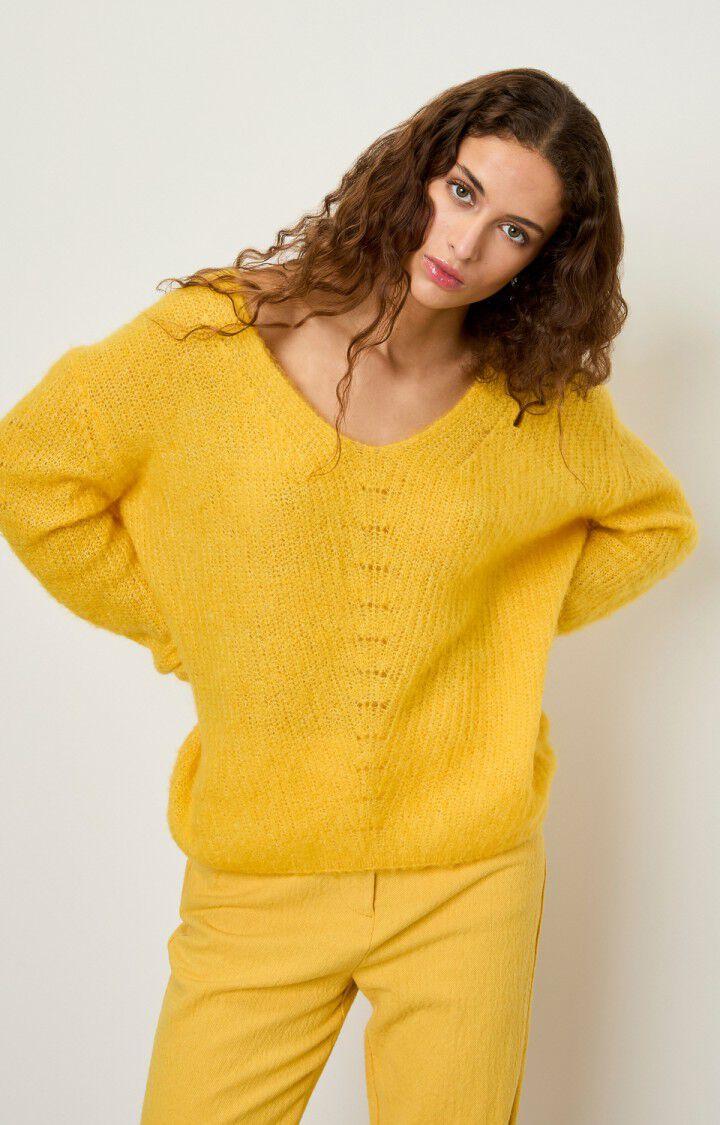 american vintage Pull femme Yanbay - BOUTON D'OR Jaune - H21