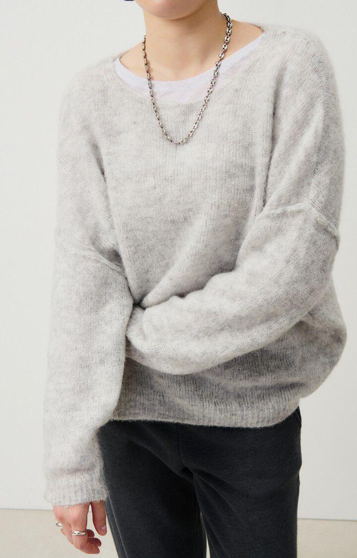 American Vintage Pull Femme Yanbay - GRIS CHINE 42 Manches Courtes Gris - E25