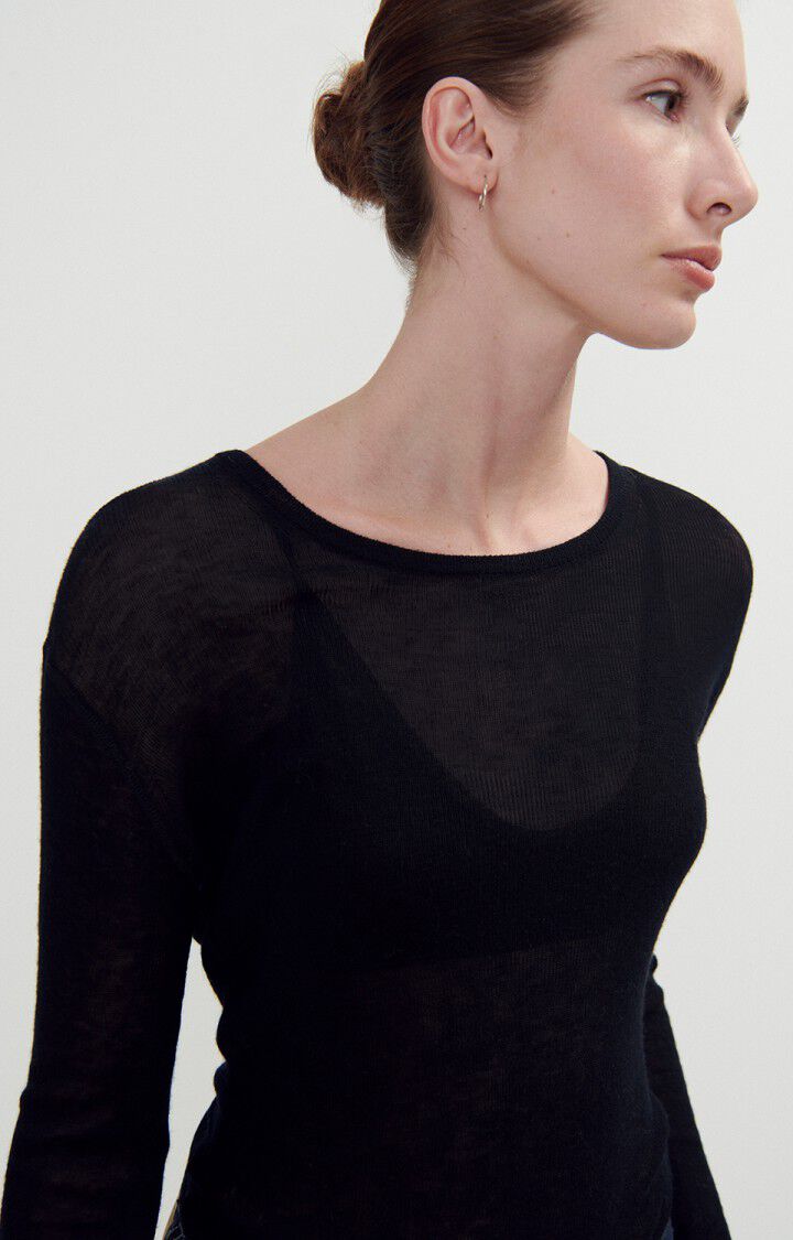 American Vintage Pull Femme Yocaburn - CHARBON 57 Manches Longues Noir - H23