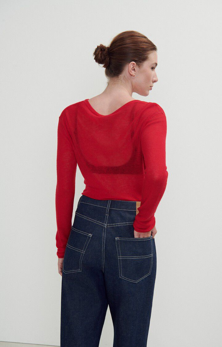 American Vintage Pull Femme Yocaburn - TOMATE 57 Manches Longues Rouge - H23