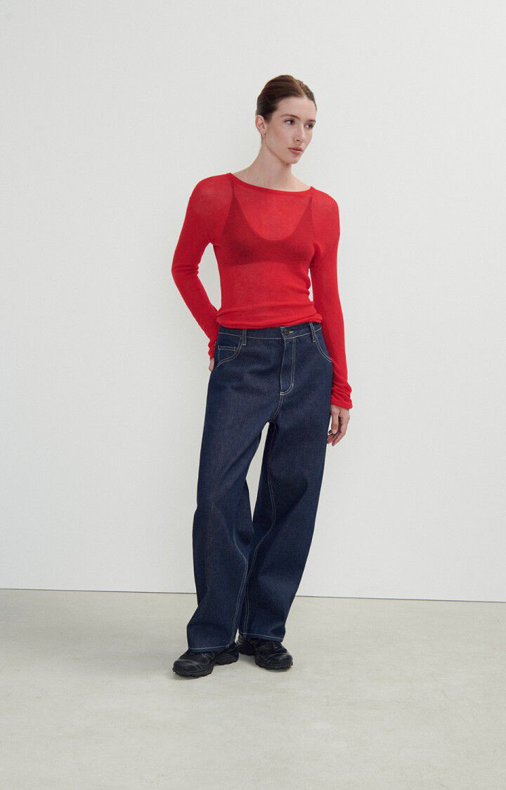 American Vintage Pull Femme Yocaburn - TOMATE 57 Manches Longues Rouge - H23