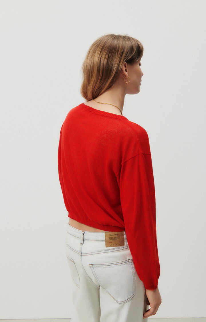 American Vintage Pull Femme Yogo - LIPSTICK 51 Manches Longues Rouge - E23