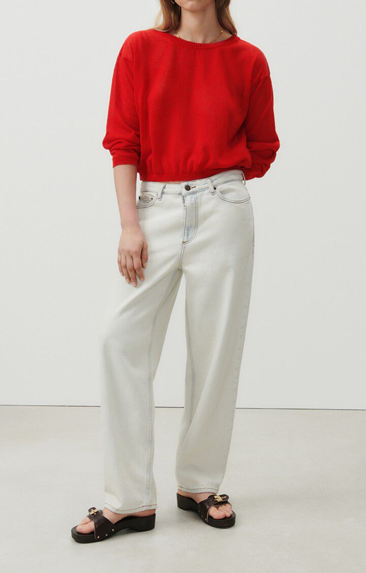 American Vintage Pull Femme Yogo - LIPSTICK 51 Manches Longues Rouge - E23