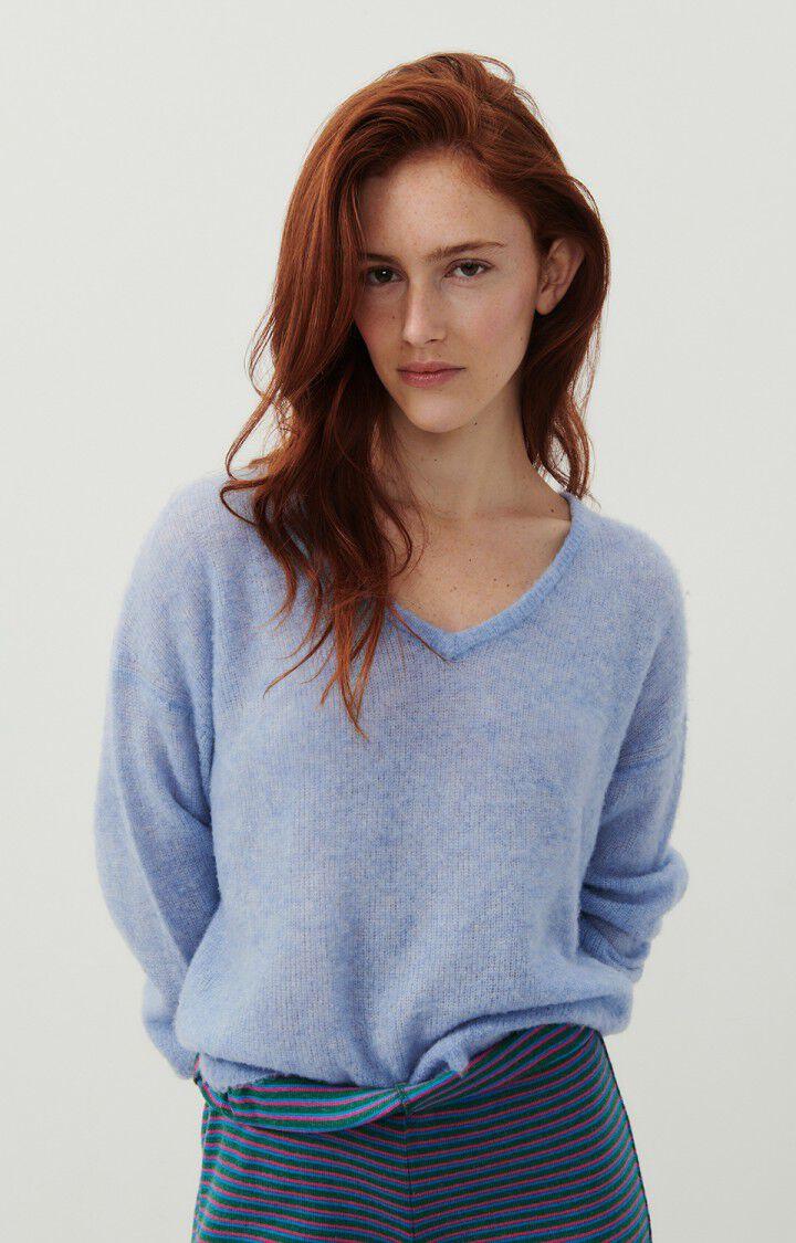 american vintage Pull femme Zakday - OURAGAN CHINE 47 Manches longues Bleu - E24