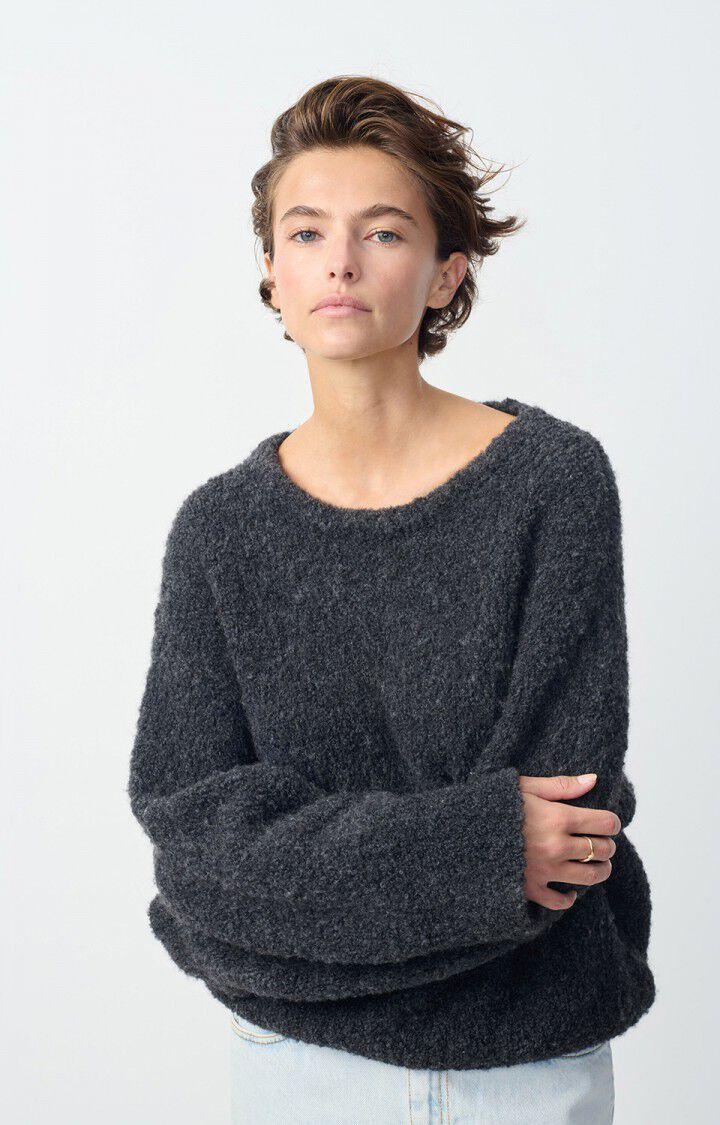 american vintage Pull femme Zolly - ANTHRACITE CHINE 42 Manches longues Gris - H24