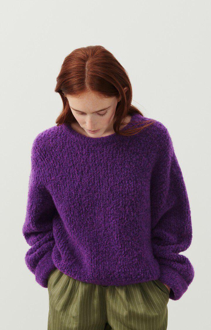 american vintage Pull femme Zolly - AUBERGINE CHINE 42 Manches longues Violet - E24
