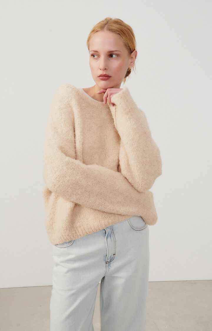 american vintage Pull femme Zolly - BEIGE CLAIR CHINE 42 Manches longues Beige - H24