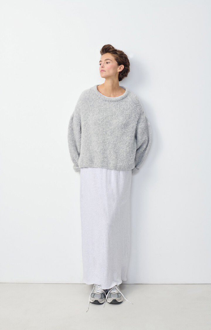 american vintage Pull femme Zolly - GRIS CHINE 42 Manches longues Gris - H24