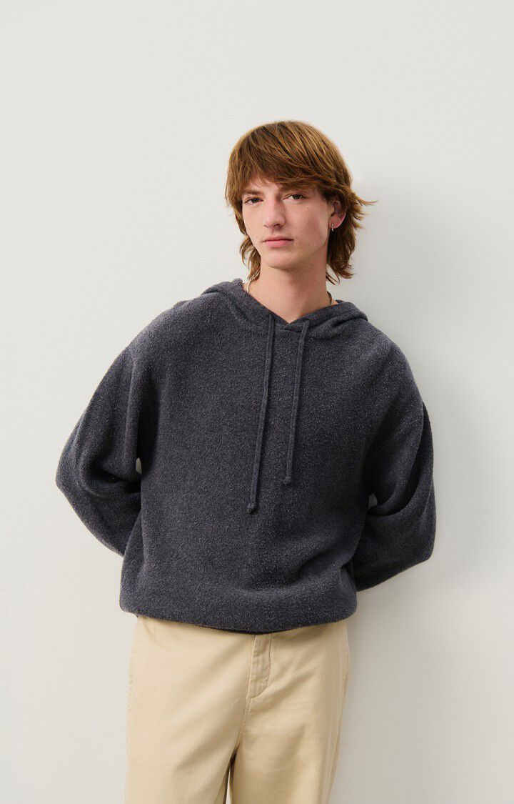 american vintage Pull homme Blimy - GRIS FONCE CHINE 55 Manches longues Noir - H24