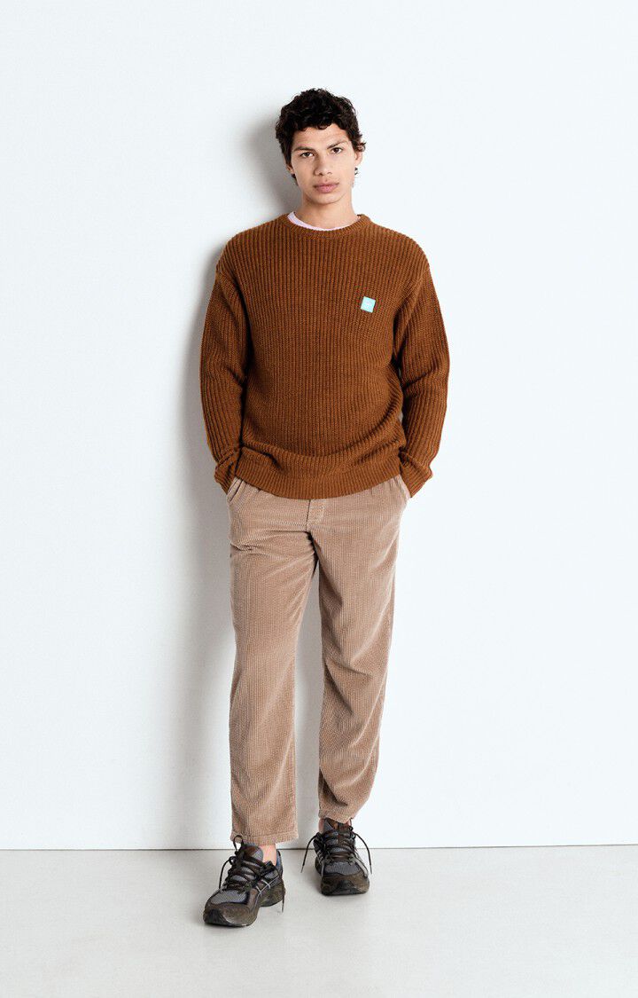 American Vintage Pull Homme Crashway - EPICES 59 Manches Longues Marron - E25