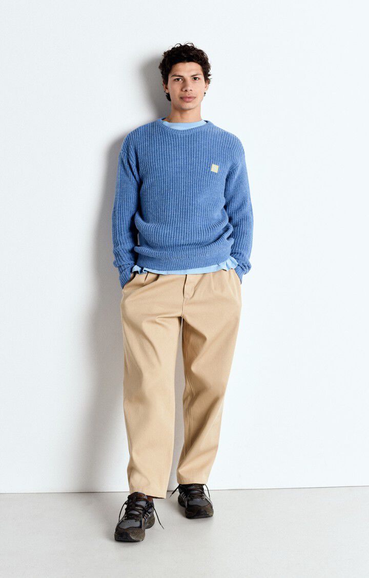 American Vintage Pull Homme Crashway - FJORD CHINE 59 Manches Longues Bleu - E25