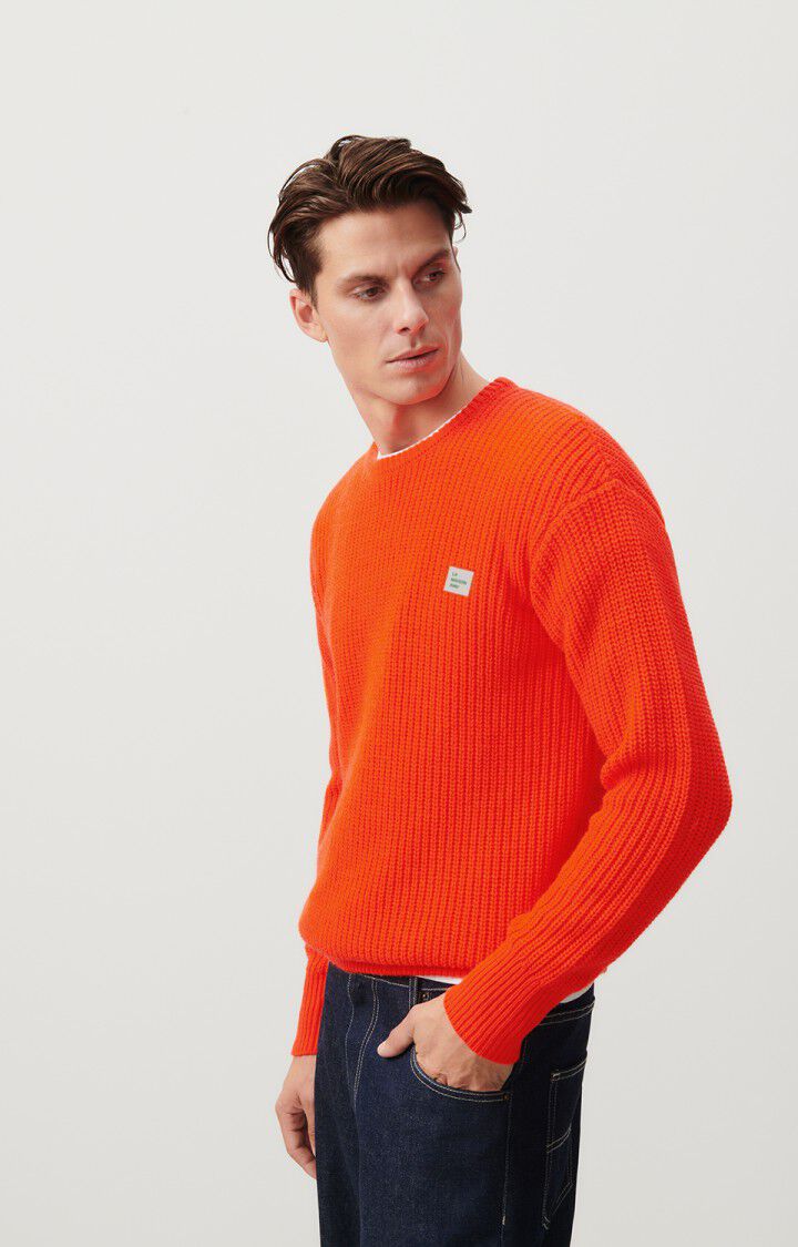 american vintage Pull homme Crashway - ORANGE FLUO 59 Manches longues Orange - H23
