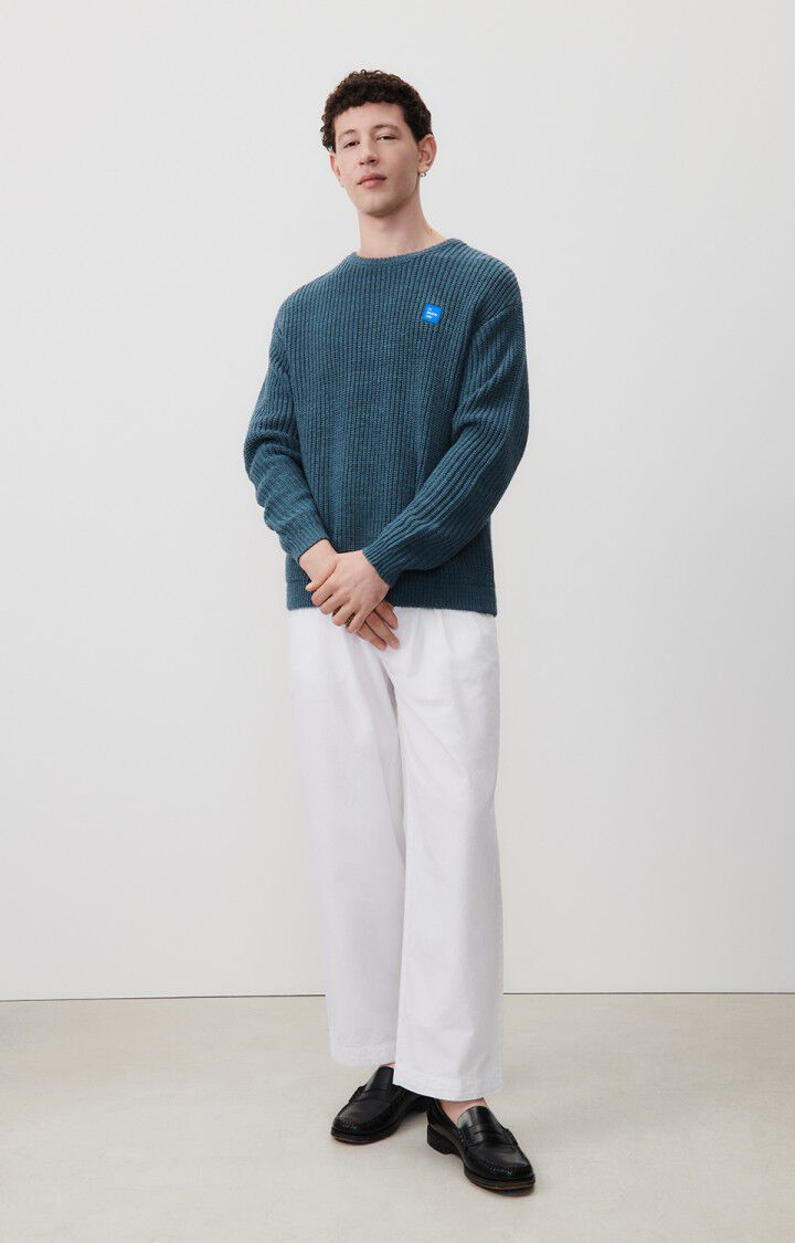 American Vintage Pull Homme Crashway - PETROLE 59 Manches Longues Bleu - E24