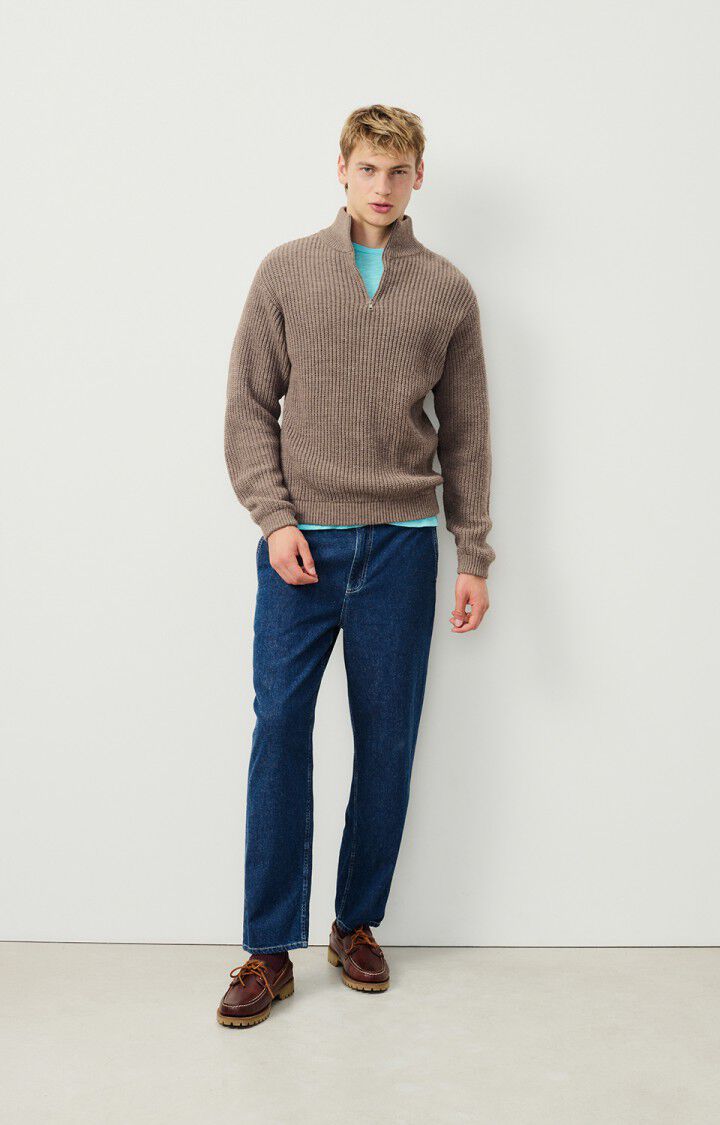 american vintage Pull homme Crashway - TAUPE CHINE 63 Manches longues Marron - H24