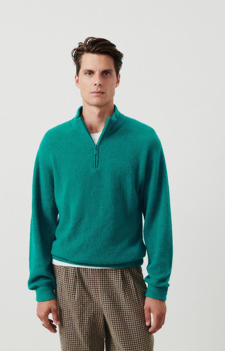 american vintage Pull homme Damsville - CHLOROPHYLLE CHINE 63 Manches longues Vert - H23
