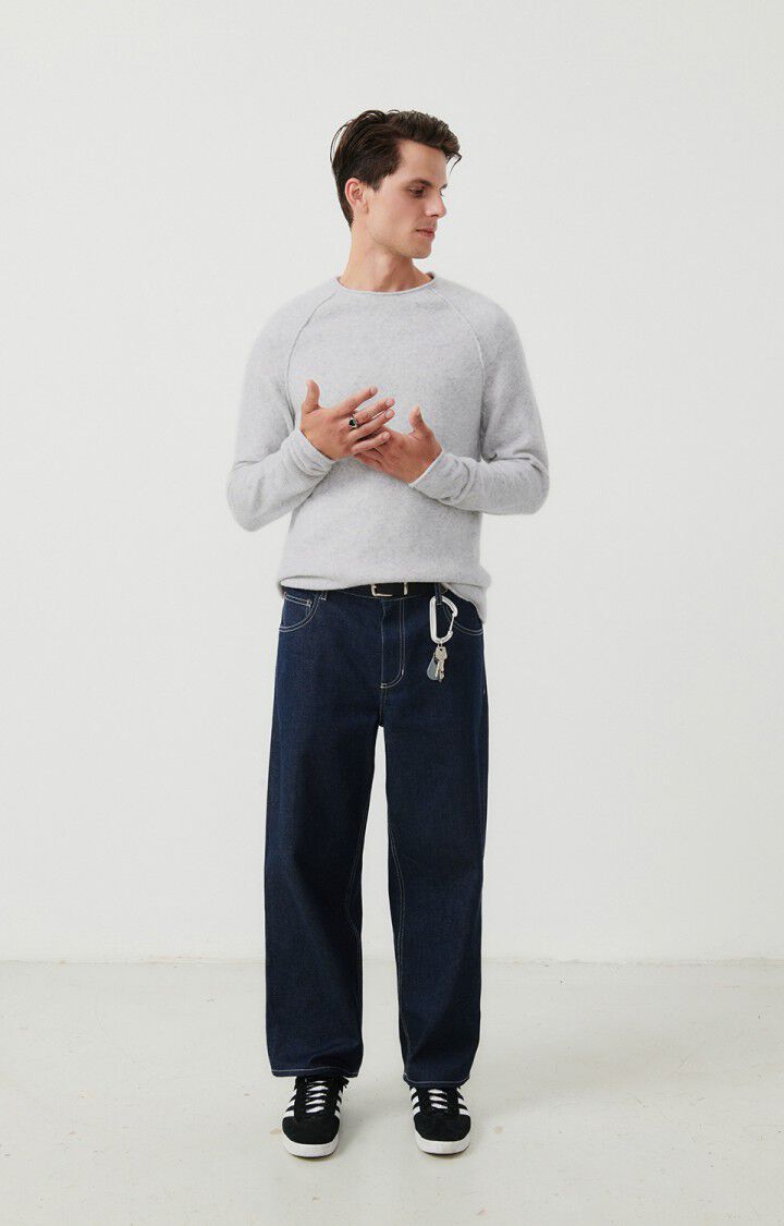 American Vintage Pull Homme Damsville - GRIS CHINE 80 Manches Longues Gris - E24