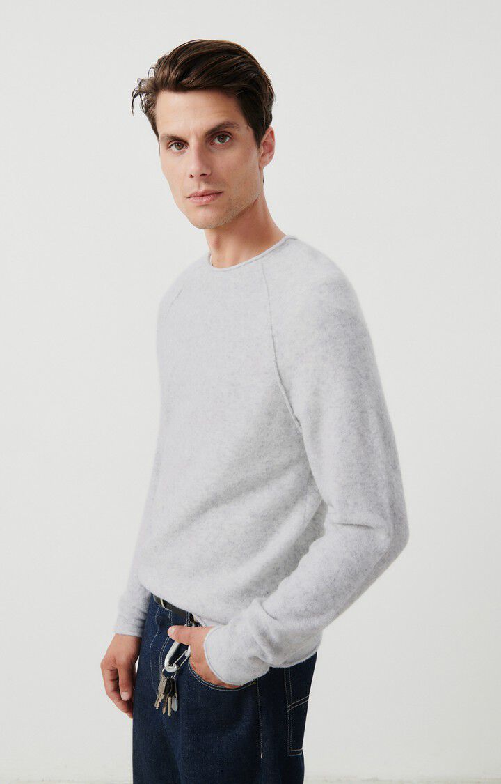 american vintage Pull homme Damsville - GRIS CHINE 80 Manches longues Gris - E24