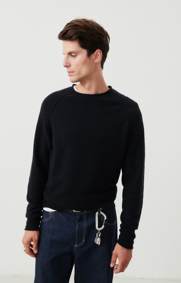 american vintage Pull homme Damsville - NOIR 80 Manches longues Noir - E24