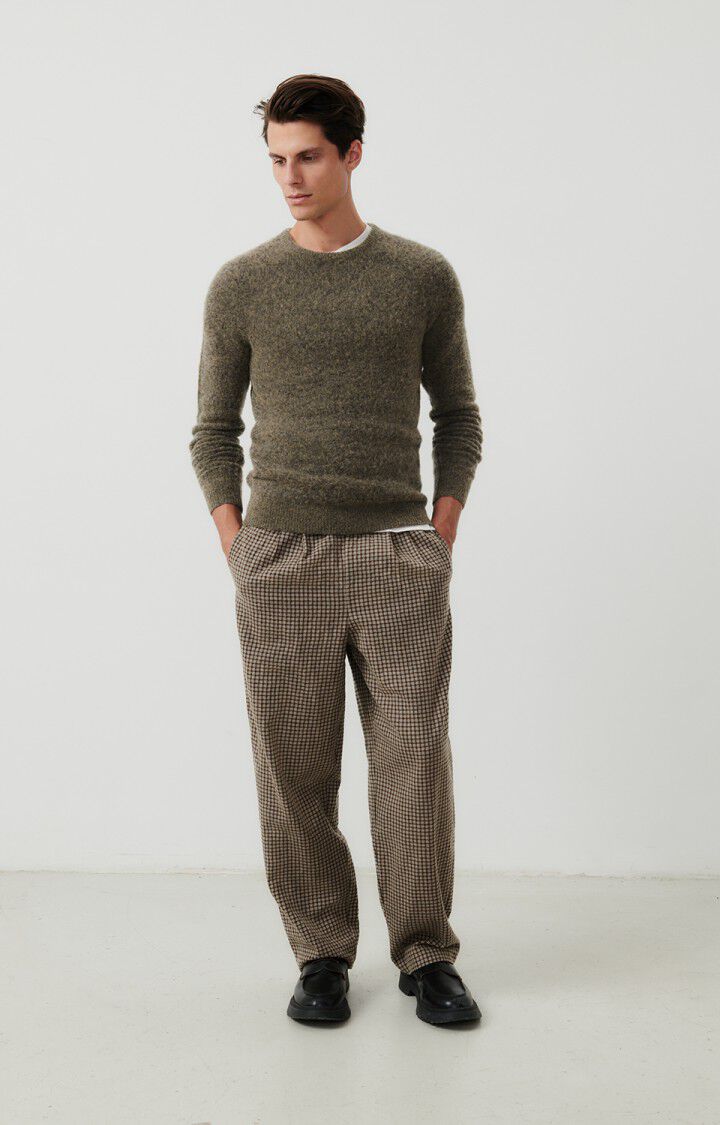 American Vintage Pull Homme Dazington - KAKI GRIS MULTICHINE 66 Manches Longues Vert - H23