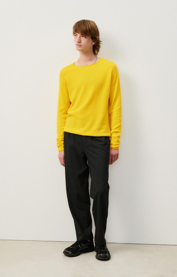 American Vintage Pull Homme Docatown - ACACIA CHINE 80 Manches Longues Jaune - H24