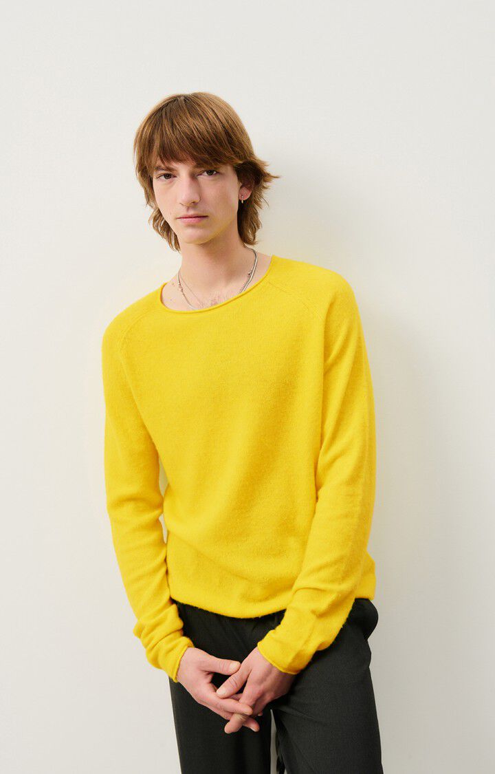 american vintage Pull homme Docatown - ACACIA CHINE 80 Manches longues Jaune - H24