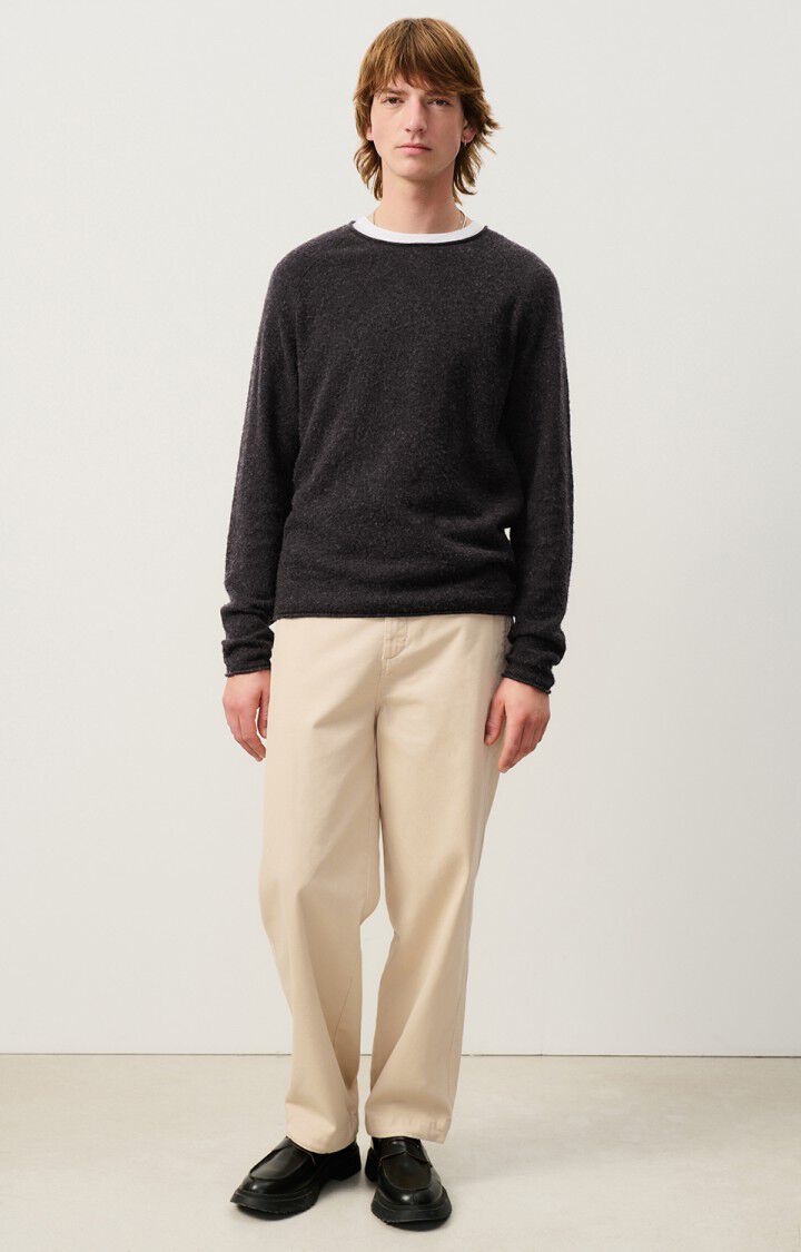 American Vintage Pull Homme Docatown - CHARBON CHINE 80 Manches Longues Noir - E25