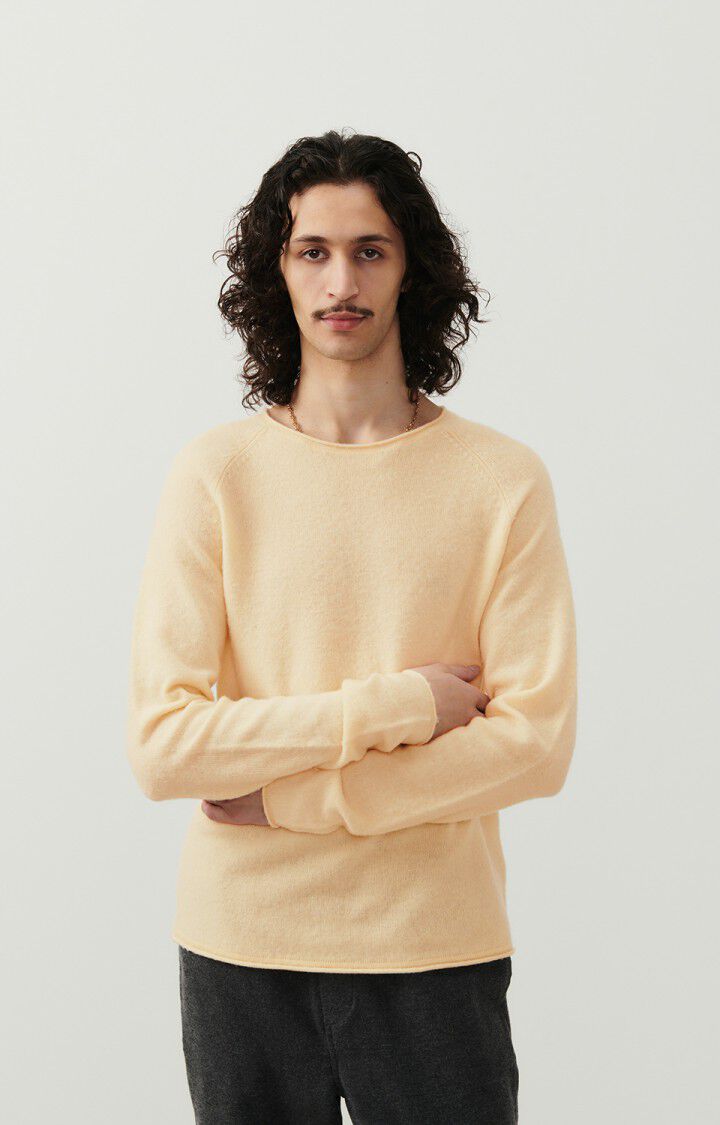 american vintage Pull homme Docatown - VANILLE CHINE 80 Manches longues Beige - E24