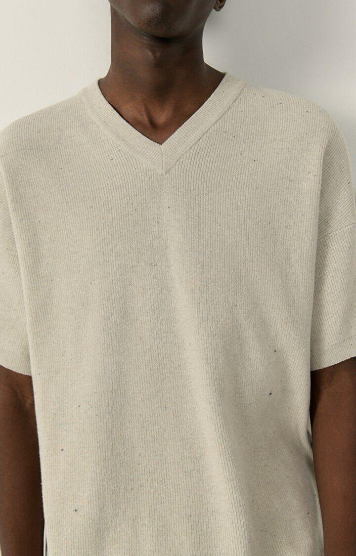 american vintage Pull homme Dozborow - ECRU CHINE 19 Manches courtes Blanc - E23