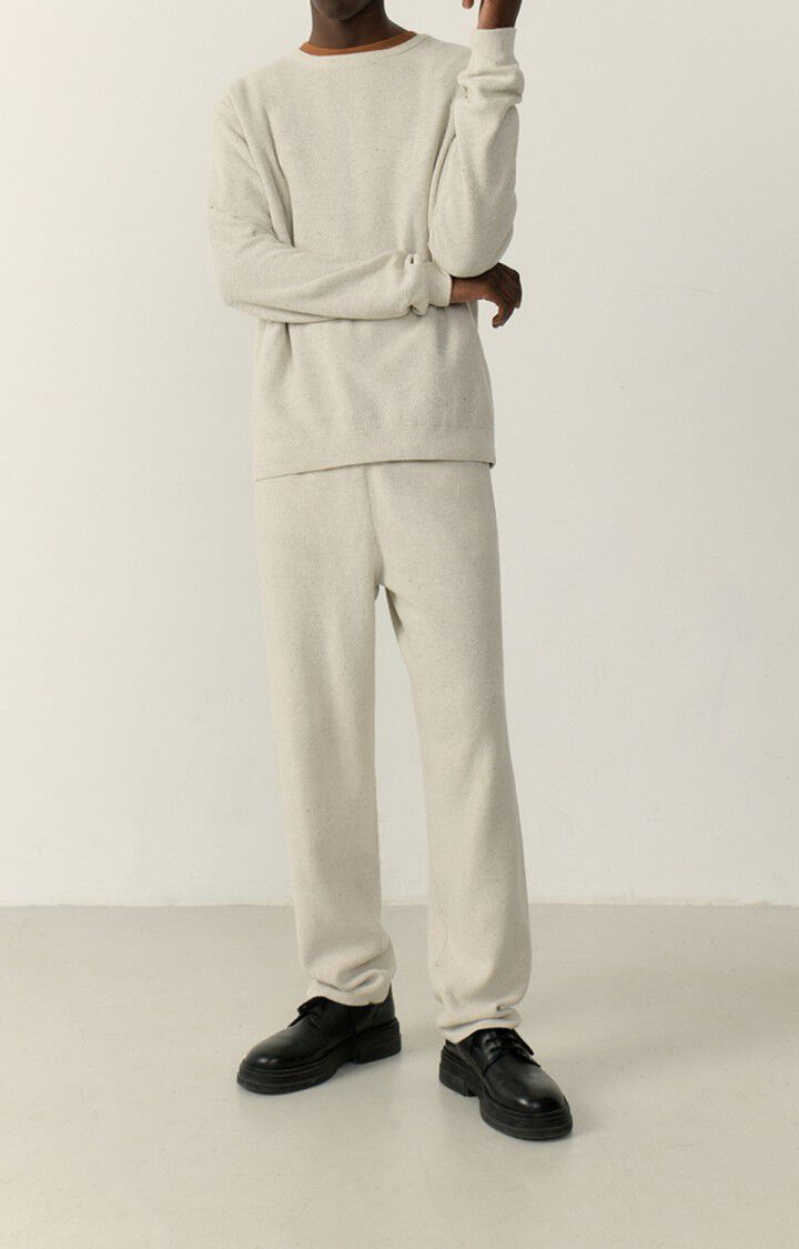 American Vintage Pull Homme Dozborow - ECRU CHINE 66 Manches Longues Blanc - E23
