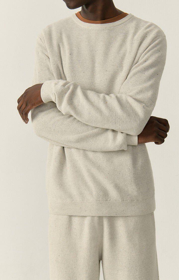 american vintage Pull homme Dozborow - ECRU CHINE 66 Manches longues Blanc - E23