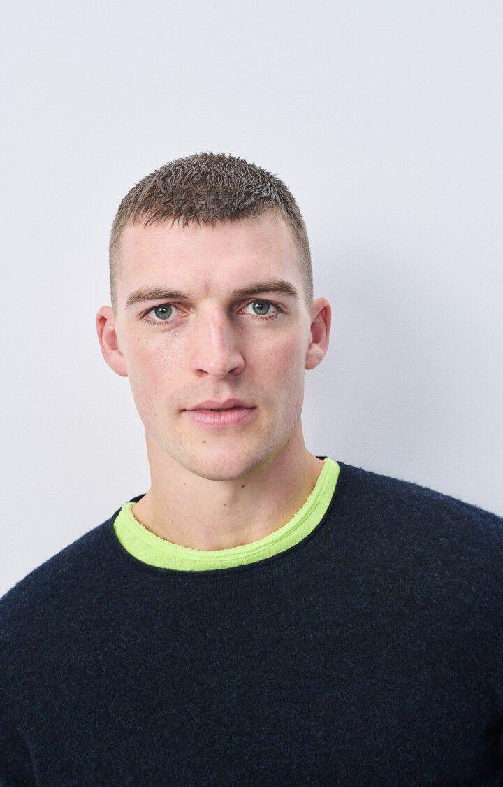 American Vintage Pull Homme Ducksbay - NAVY CHINE NOIR 66 Manches Longues Bleu - E25