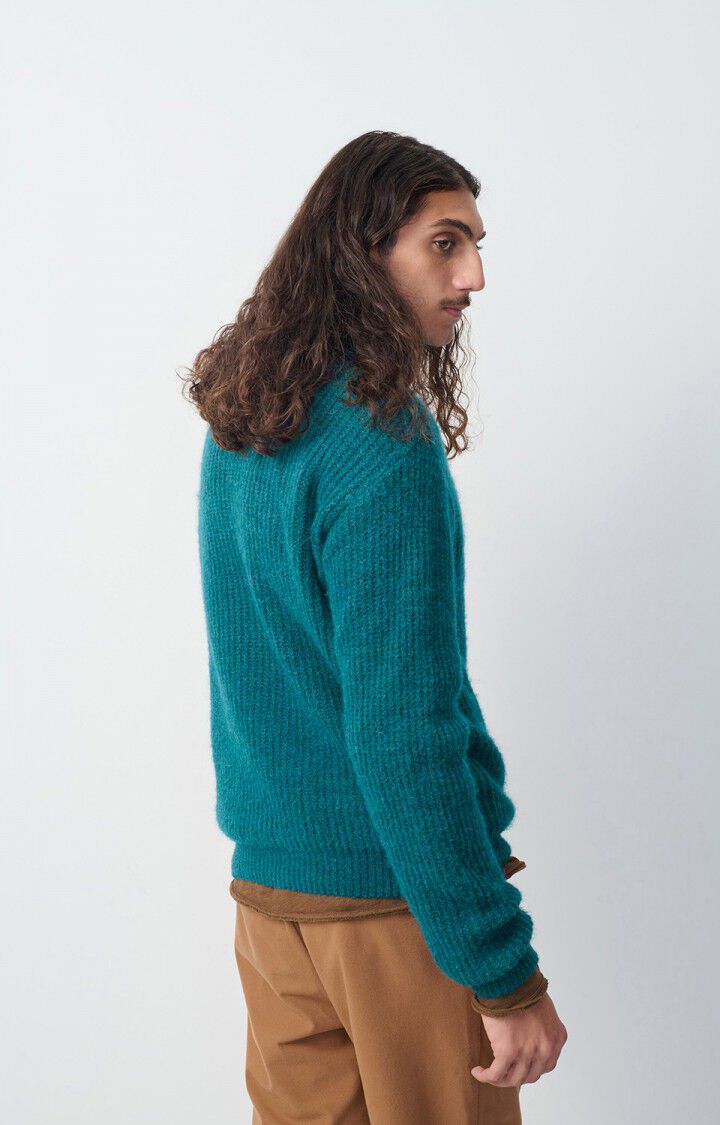 American Vintage Pull Homme East - BLEU CANARD CHINE 60 Manches Longues Bleu - H24