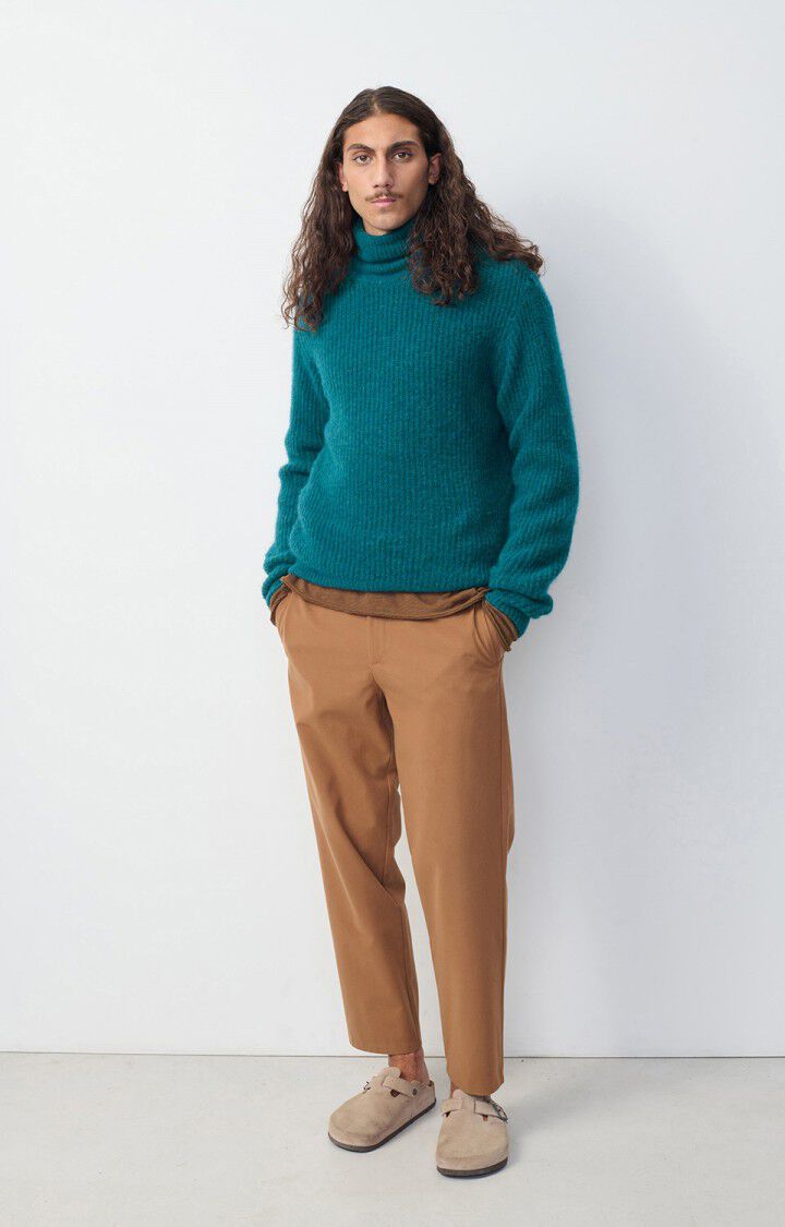 American Vintage Pull Homme East - BLEU CANARD CHINE 60 Manches Longues Bleu - H24