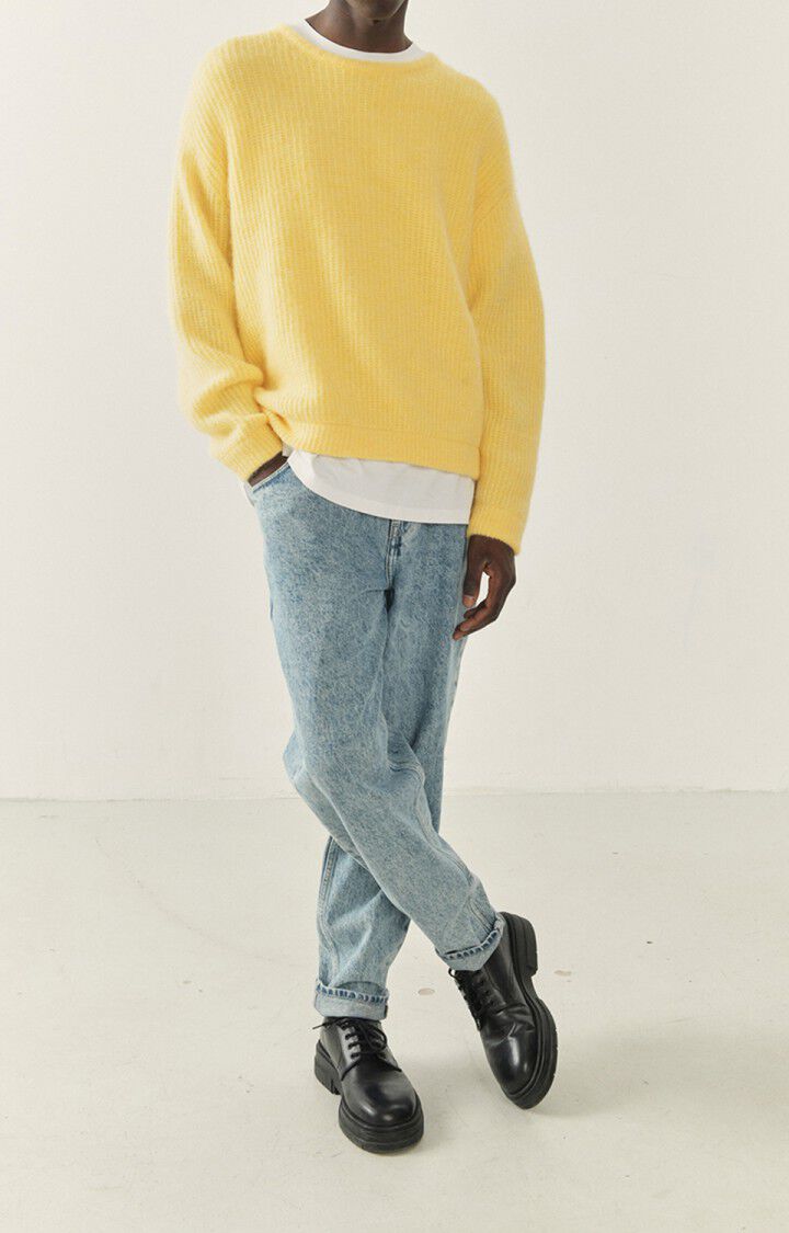 american vintage Pull homme East - COQUILLE CHINE Manches longues Jaune - H22